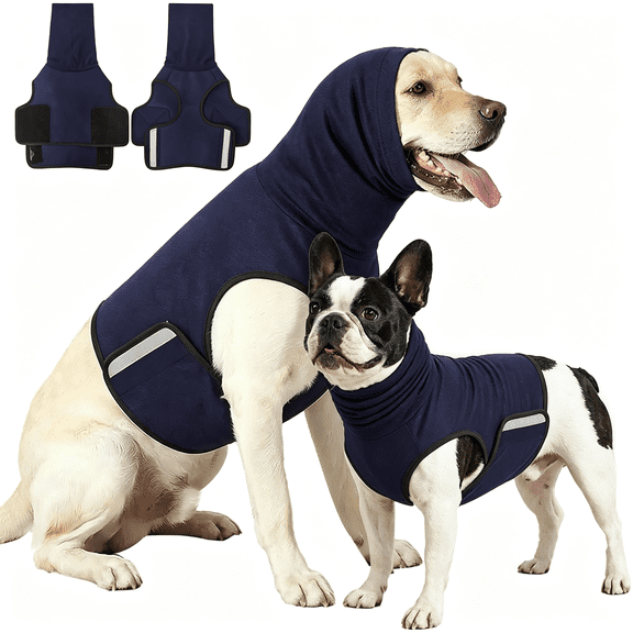 GASTROPOD Dog Calming Hoodie Thunder Anxiety Relief Vest for Large Dogs|Thunder Shirt for Dogs Anxiety with Reflective Strip,Ear Wraps Jacket for Fireworks,Thunder,Travel,Separation,