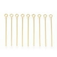 thumbnail image 2 of 1 bag Brass Eye Pin Long-Lasting Plated Real golden Plated Nickel Free Real 18K golden Plated 21 Gauge 35mm Hole: 2mm Pin: 0.7mm, 2 of 4