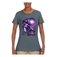 thumbnail image 2 of Fantasy Wolf Howling at The Full Moon Animal Lover Womens Graphic T-Shirt, Charcoal, X-Large, 2 of 3