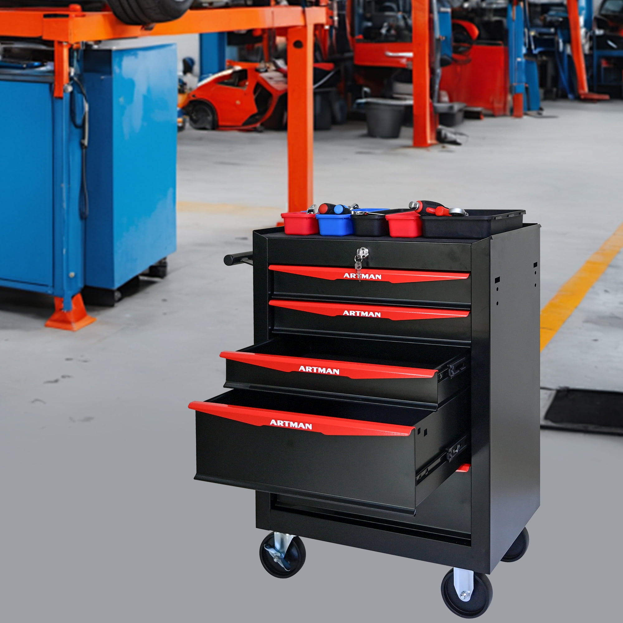 ARTMAN 20" 5-Drawer Rolling Metal Tool Chest Cabinet,Steel Tool Storage Box Organizer for Garage Workshop Warehouse