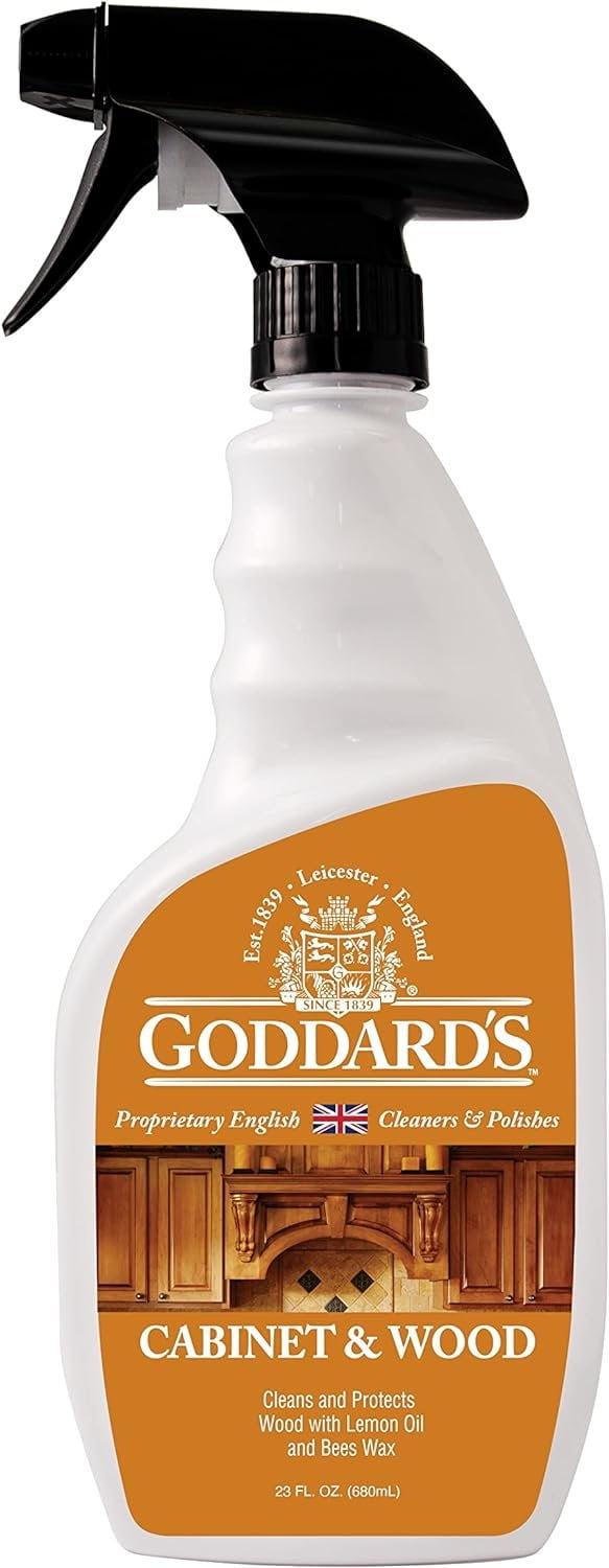 Goddard's Cabinet Makers Wax Cleaning Spray  Wood Cleaner & Furniture Polish to Shine & Protect  Wood Cleaner Spray w/Bee Wax & Lemon Oil for Furniture  Non-Abrasive Wood Polish 23 oz
