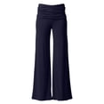 thumbnail image 4 of HAIJIE 2026 Coral Fold Over Yoga Pants,foldover pants On-Trend Solid Wide Leg Loose Fit Lou-nge Pants with Ruched Waist, for Yoga Sports Everyday (Navy,S), 4 of 5