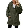 thumbnail image 5 of IROINNID Shearling Jacket for Women Winter Fall Thermal Fuzzy Long Coat Long Sleeve Hooded Warm Shearling Trendy Casual Outerwear,Olive Green, 5 of 7