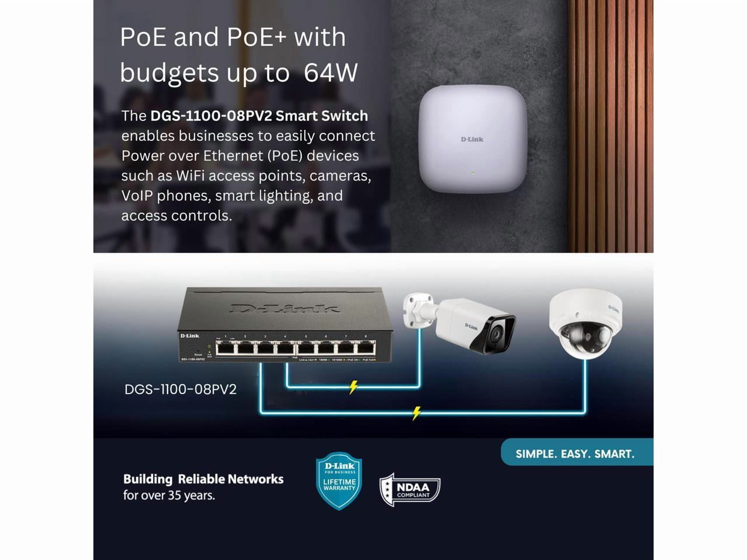 D-Link DGS-1100-08PV2 Ethernet Switch - 8 Ports - Manageable - 2 Layer Supported  (DGS110008PV2)