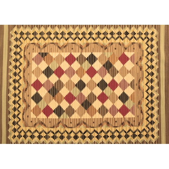 Ahgly Company Indoor Rectangle Abstract Brown Contemporary Area Rugs, 8' x 12'