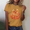 thumbnail image 5 of NuoCaiYun Summer T Shirts for Women, Casual Womens Workout Tshirt Pumpkin Print Round-Neck Pullover Short Sleeve Tops, 5 of 6
