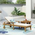 thumbnail image 2 of GDF Studio Lucknow Outdoor Acacia Wood Adjustable Chaise Lounge with Cushion, Teak and Cream, 2 of 8