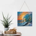 thumbnail image 6 of Zomyto 12x12 In Square Hanging Wood Sign Ocean Wave Wood Plaque Sign, 6 of 8