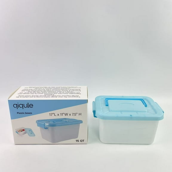 qiqule Plastic boxes,Clear Plastic Storage Bins with Lids Stackable Storage Bins