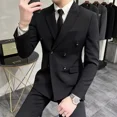 thumbnail image 5 of Trajes y blazers para hombre, pantalones de negocios casuales cruzados, tendencias de ceremonia, conjunto de 2 piezas, disfraces masculinos, moda, 5 of 5