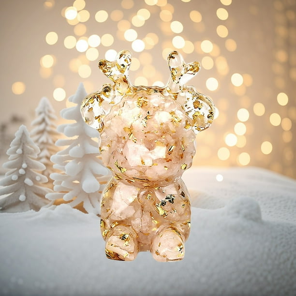Adorno navideño de ciervo para escritorio | Figura miniatura de plástico multicolor de 7 x 4 x 2 cm | Decoración festiva ligera para armarios de TV, mesas de centro, oficinas, entradas, librerías y