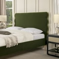 thumbnail image 5 of Jennifer Taylor Home Stockholm Modern Wavy Headboard Platform Bed, Queen, Olive Green Performance Velvet, 5 of 8