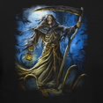 thumbnail image 2 of Teelocity Men's Skeletal Grim Reaper with Scythe and Lantern Black Relaxed Fit Short Sleeve Graphic T-Shirt, 2 of 3