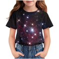 thumbnail image 4 of Delliss Girl's Short Sleeve Tops Starry Sky Printed Summer Loose Casual T-Shirt Round Neck, 4 of 6
