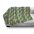 thumbnail image 3 of Aloha Soft Flannel Fleece Throw Blanket, Banana Leaves with Colorful Blossoms of Hawaiian Flowers Nature Theme Print, Cozy Plush for Indoor and Outdoor Use, 70" x 90", Multicolor, by Ambesonne, 3 of 6