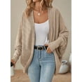 thumbnail image 4 of Womens Oversized Soft Knit Cardigan Sweater with Pockets Khaki L, 4 of 8