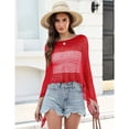 thumbnail image 5 of longantii Women Sheer Poncho Top Lightweight Beach Cover Up Summer Knit Mesh Shawl Red XL, 5 of 6