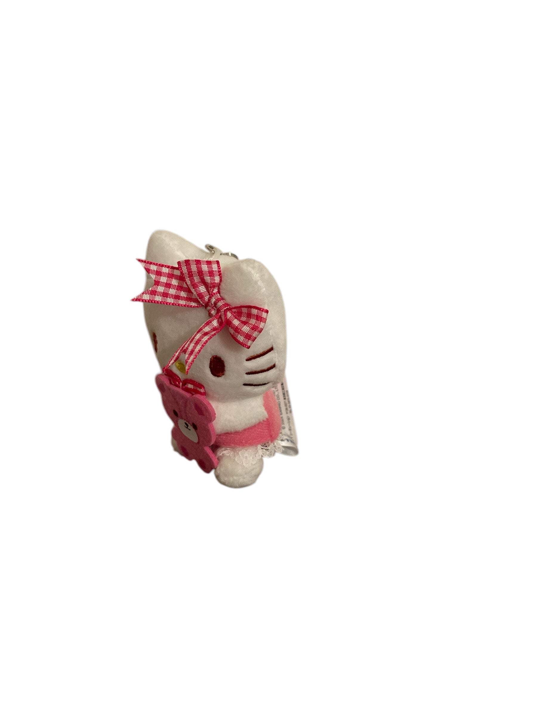 Hello Kitty Stuffed Animal Keychain Holding Purple Teddy Bear – Cute  Adorable Plush Keychain