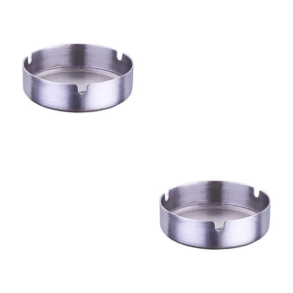 Denhf 1Pc Round Stainless Steel Ashtray, High Temperature Resistance Metal Ashtray with Drop-proof Design, Cigarette Ashtray for Home, Hotel, Restaurant, and Bar, 3.9 Inch, Silver