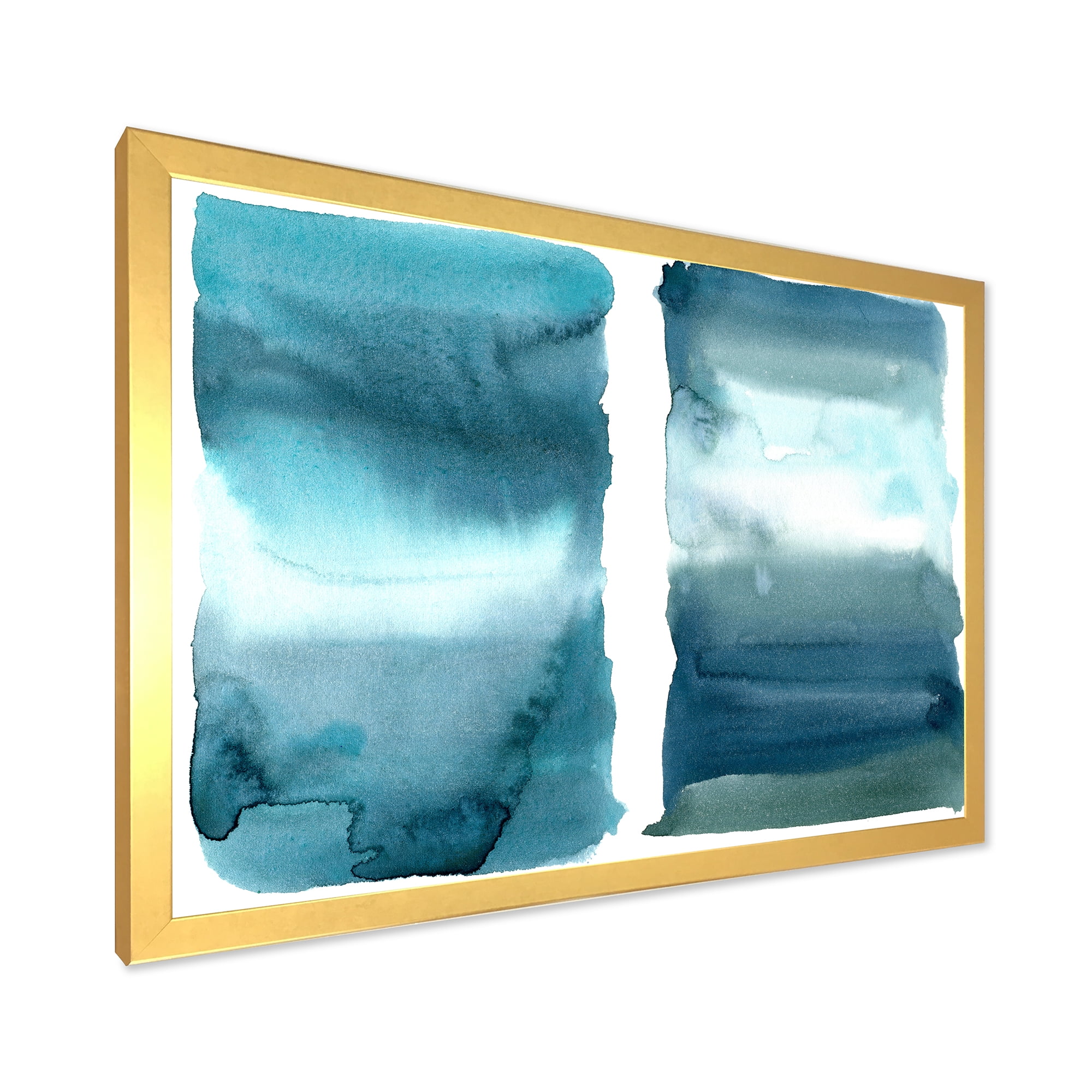 Designart 'Abstract Impression Ocean Blue Aquatic I' Modern Framed Art Print