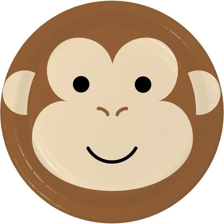 

7 Dia. Round Animal Faces Monkey Lunch Plate Monkey Pack of 8 6 packs
