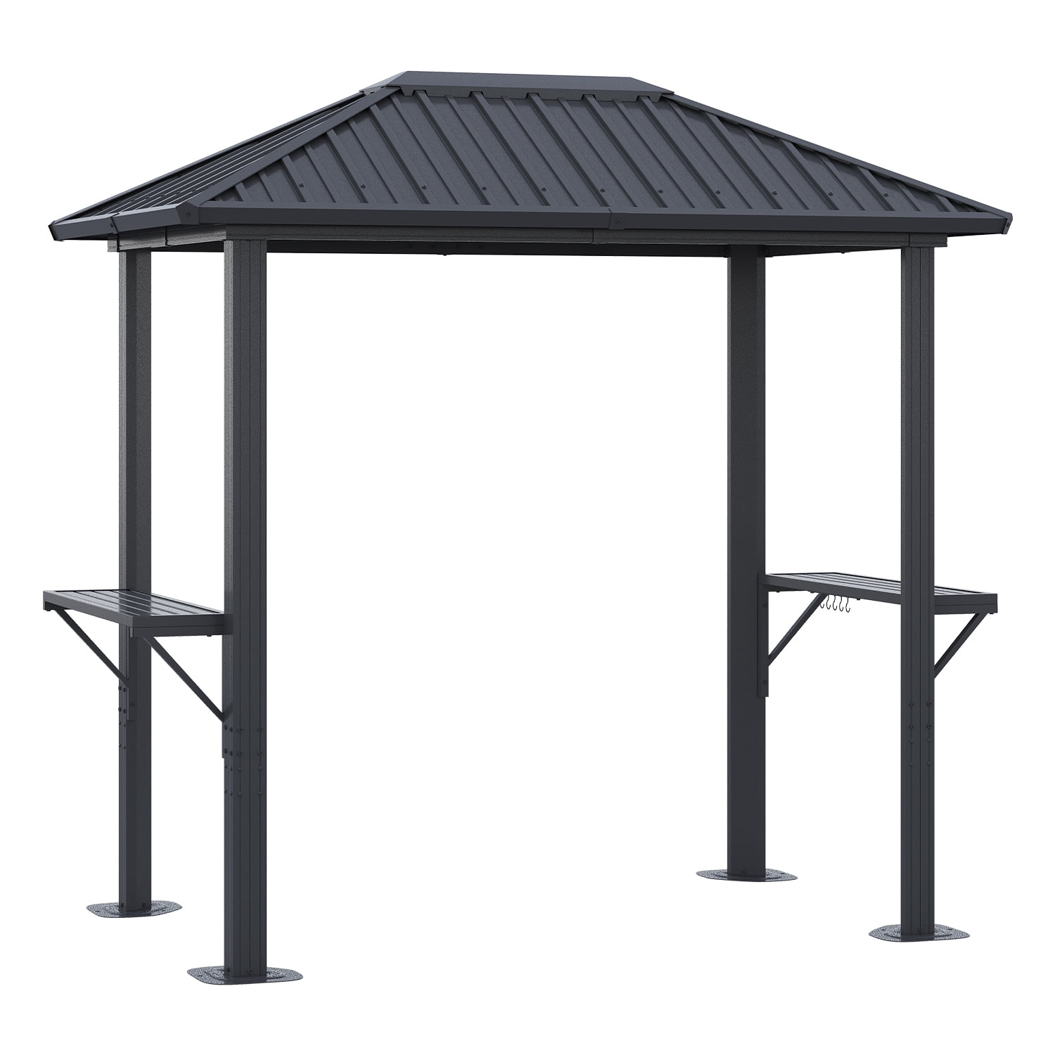 BaPiPro 8x5ft Hardtop Grill Gazebo, Heavy Duty Metal Hardtop Outdoor BBQ Shelter with Galvanized Steel Roof, Patio Gazebo for Barbecue & Cooking