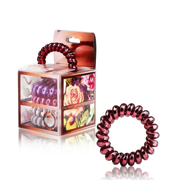 Vere 5PCS Everlasting Hair Ties - Rose Garden Blend, Large 2.5" Dia: High Quality Spiral Hair Ties, Coil Hair Ties, Universal Coil, Creaseless Braids, Bracelets for Thick and Normal Hair