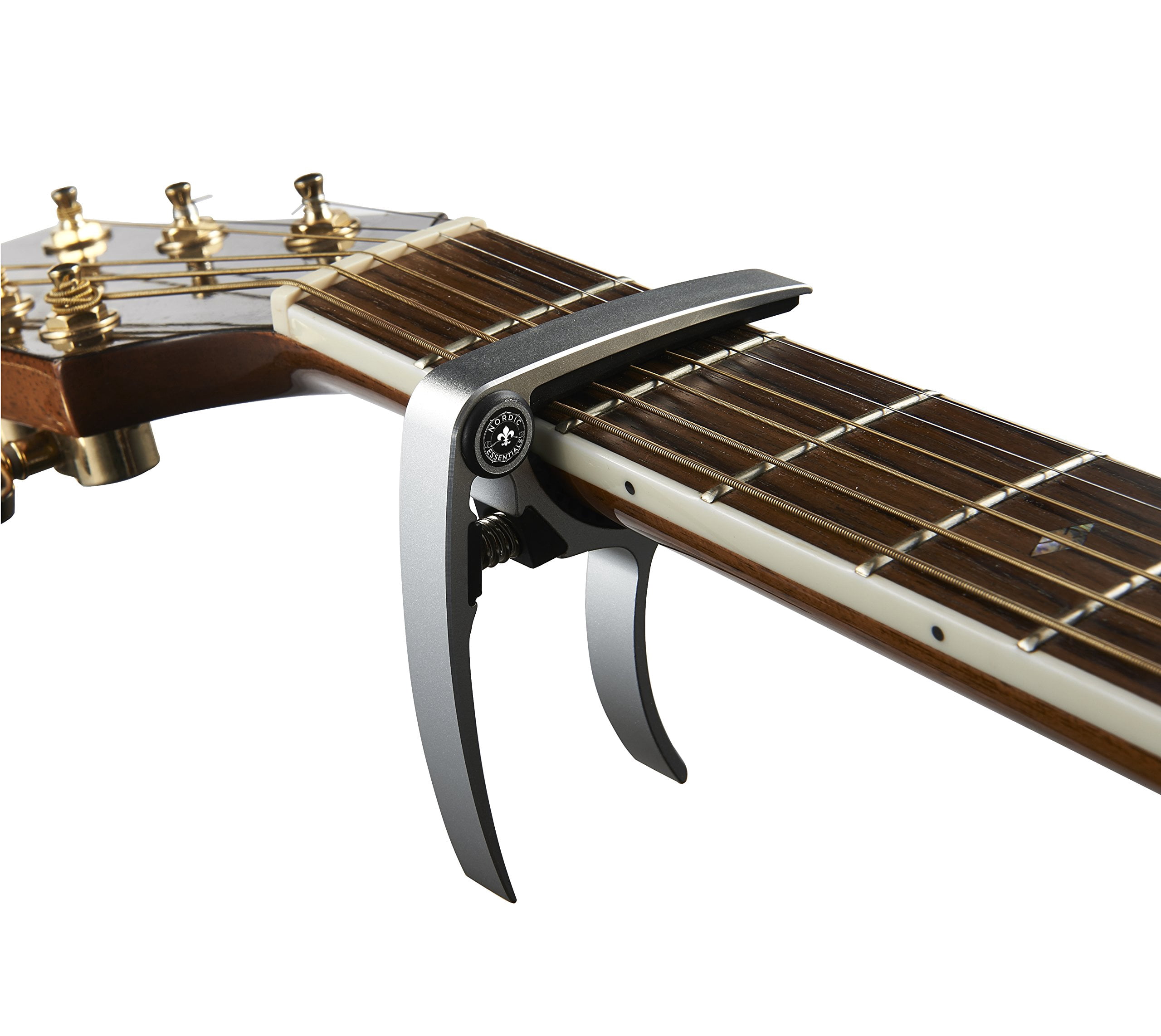 Nordic Essentials Guitar Capo 2-Pack for Acoustic Guitar, Ukulele, Banjo, Mandolin, Bass - Black & Silver
