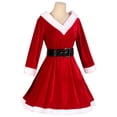 thumbnail image 4 of HOWPAY Costumes pour Femmes Noël Père Noël Robe Décontractée avec Ceinture Costume Cosplay Manches Longues Babydoll 2 Pcs Tenues de Fête Rouge P, 4 of 8