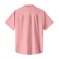 thumbnail image 4 of Huresd Mens Short Sleeve Guayabera Shirts Button Down Solid Color Mexican Embroidered Cuban Wedding Shirt Summer Top Pink 3XL, 4 of 5