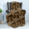 thumbnail image 4 of Chocolate Soft Flannel Fleece Throw Blanket, Parquet Pattern in Wooden Style Geometric Design in Nature Inspired Art, Cozy Plush for Indoor and Outdoor Use, 70" x 90", Beige Pale Brown, by Ambesonne, 4 of 5