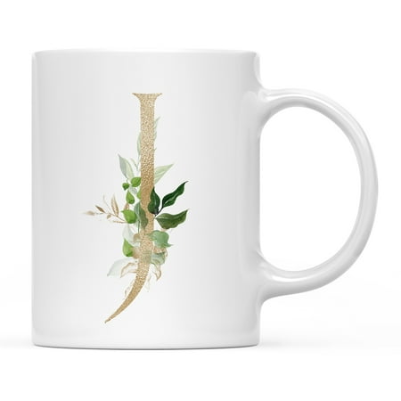 

Koyal Wholesale Ceramic Coffee Mug Exotic Tropical Monogram Letter J