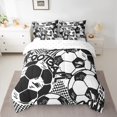 thumbnail image 2 of jejeloiu Soccer Game 7 Pieces Bedding Comforter Set,Football Sport Theme Full Bedding Set,White Black Check Fitted Sheet Flat Sheet For Boys Kids,Microfiber Bedroom Decor Reversible, 2 of 8