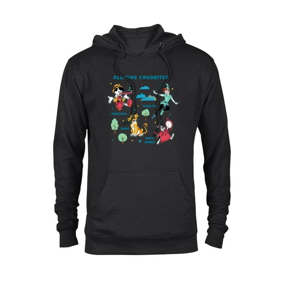 Disney Vintage Peter Pan, Pinocchio, Simba & White Rabbit - Pullover Hoodie for Adults - Customized-Black