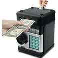 thumbnail image 1 of Samate Piggy Bank for Kits ATM Cartoon Electronic Password Code Coin and Cash Saving Box Auto Scroll Paper Money Boys Girls Gift (Black), 1 of 7
