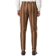 thumbnail image 3 of MODA NOVA Big & Tall Men's Striped Dress Pants Slim Fit Flat Front Trousers Brown 38W, 3 of 5
