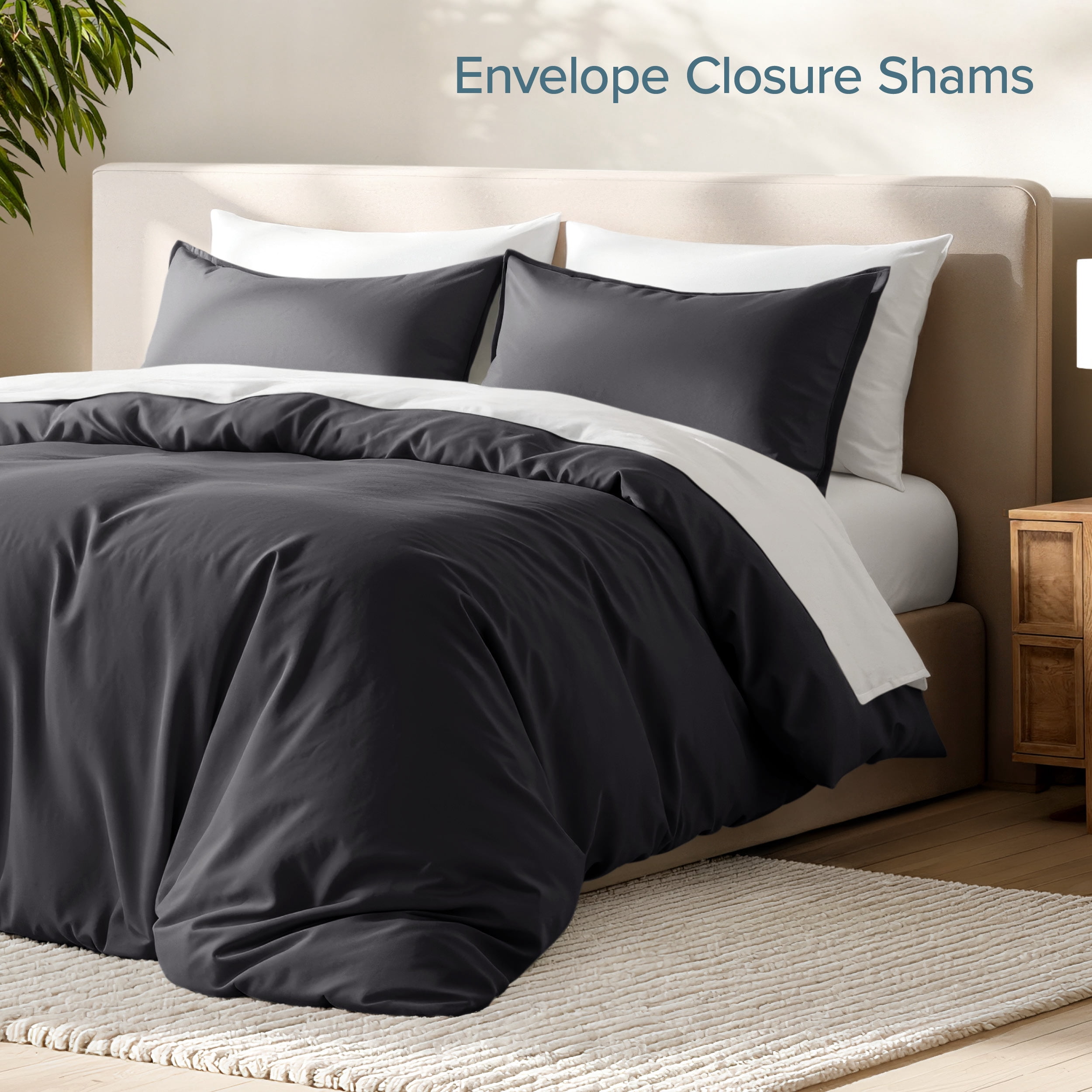 Bare Home Luxury Duvet Cover and Sham Set - Premium 1800 Collection - Ultra-Soft - Queen Oversized, Forged Iron Gray, 3-Pieces