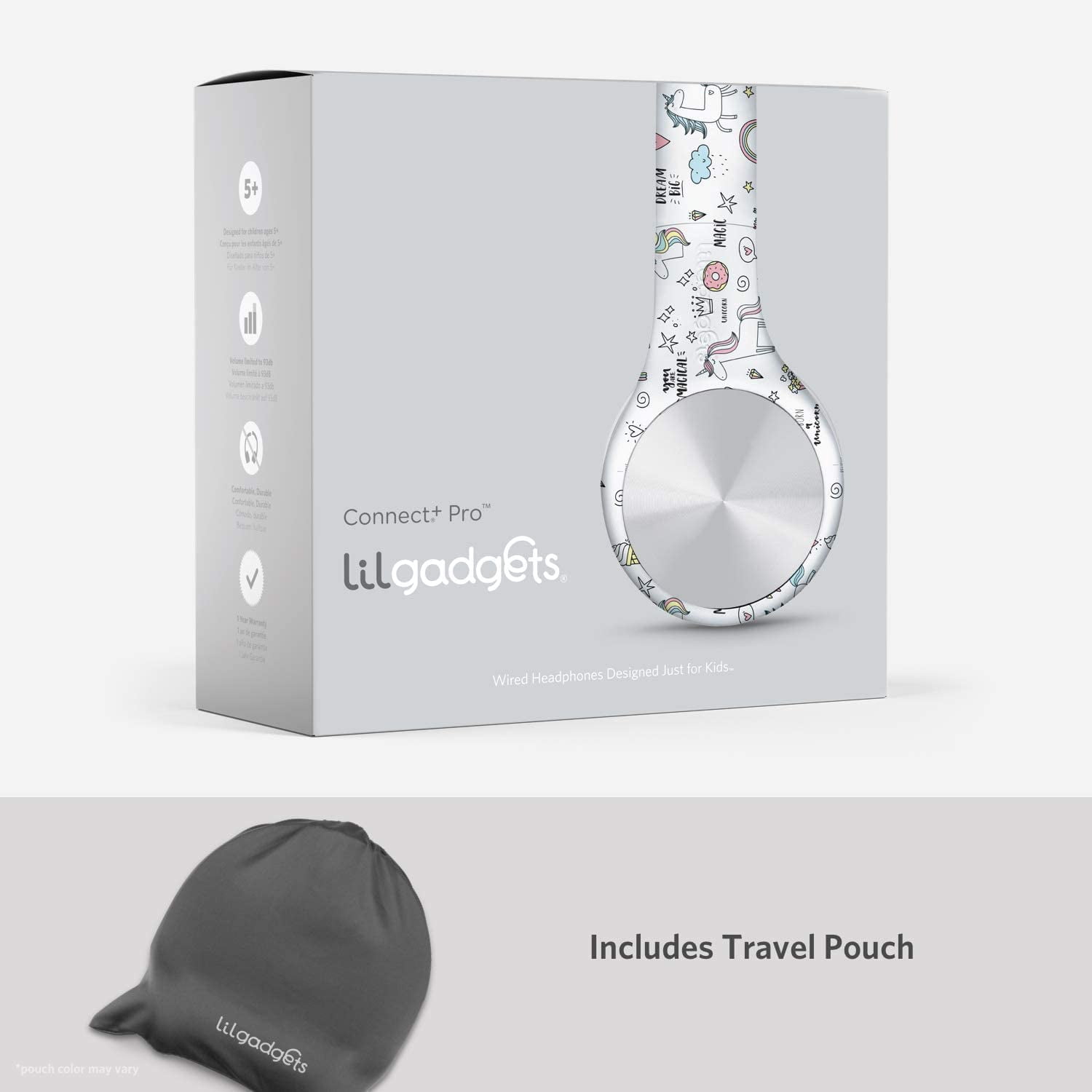 LilGadgets Connect Pro Wired Kids Headphones Over Ear In line Mic Unicorn Design Walmart