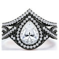 thumbnail image 3 of JeenMata 1.5 Carat Pear Cut Moissanite Wedding Set - Bridal Set - Art Deco Ring - Halo Ring - Cluster Ring - 18k Black Gold Plated for Women, 3 of 8