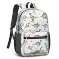thumbnail image 2 of Dinosaur and Plant White Pattern 17" School Backpacks for Teens,Waterproof Oxford Fabric,S-Shape Padded Straps for School,Travel,Hiking,Camping, 2 of 6