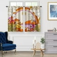 thumbnail image 2 of Cartoon Field Floral Kitchen Curtains - Flowers Mushroom Mountain Rainbows Pigeon White Clouds Decor Short Curtains for Dining Room Rod Pocket Window Drapes 2 Panels Set, 28"x36", 2 of 5