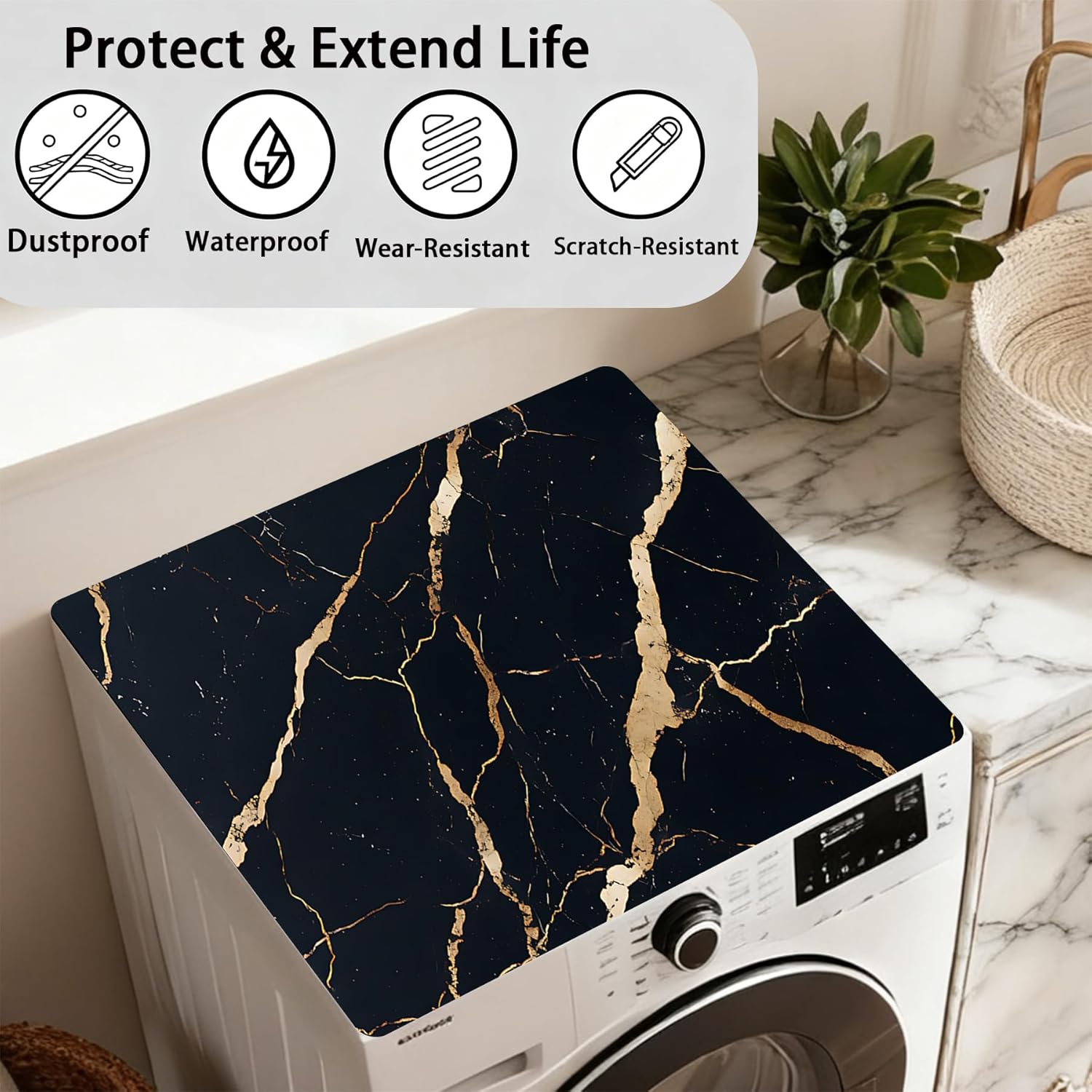 Washer Dryer Top Cover Mat, Non-Slip Laundry Room Decor, Laundry Room Kitchen Appliance Decor Protector, 23.6x19.7in