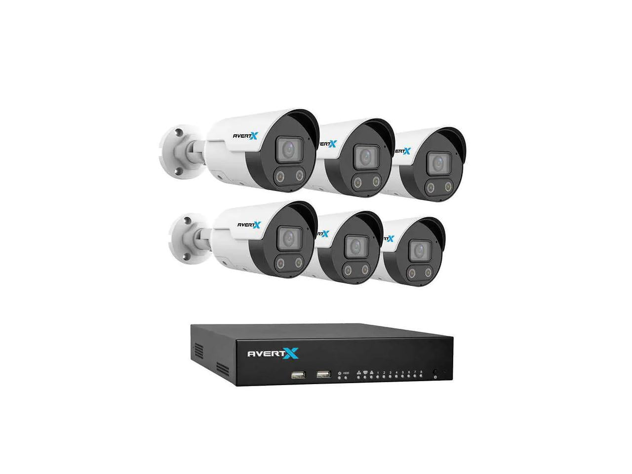 AvertX 8Channel 4K Security Camera System with 4TB HDD with 6 Bullet