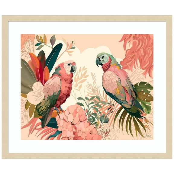Amanti Art Bright Tropics Parrots 1 Wood Framed Wall Art Print