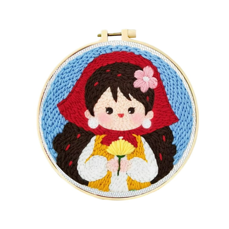 Cute Cartoons Punch Needle Kits Punch Needle Tool with Punch Needle Fabric  Hoop for Adults Beginner 