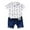 White, variant on dmqupv Baby Boy Outfits Toddler Kids Baby Boy Short Sleeve Pattern Shirt Tops+ Denim Pants Set Grey,Size for 18-24 Months