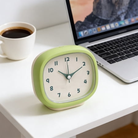 Cififendec Retro Alarm Clock, Desktop Vintage Decor Nightstand, Battery Operated, Form the Habit of Checking the Time and not Being Late(Green)