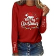 thumbnail image 4 of EchfiProm Shirts for Women Long Sleeve Outfits Funny Red Ugly Christmas Xmas Christmas Ladies Blouse Crew Neck, 4 of 5