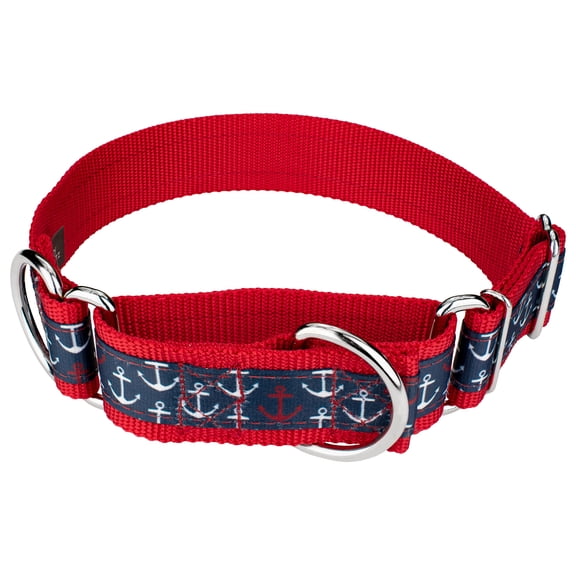 Country Brook Petz® 1 1/2 Inch Anchors Away Signature Nylon Martingale Dog Collar, Large