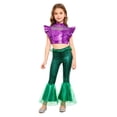 thumbnail image 2 of Aislor Girls Mermaid Two Piece Outfit Iridescent Cap Sleeve Crop Top with Flared Fishtail Bottoms Purple Green A 10, 2 of 6